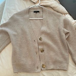 Jcrew beige RIBBED V-NECK CARDIGAN SWEATER